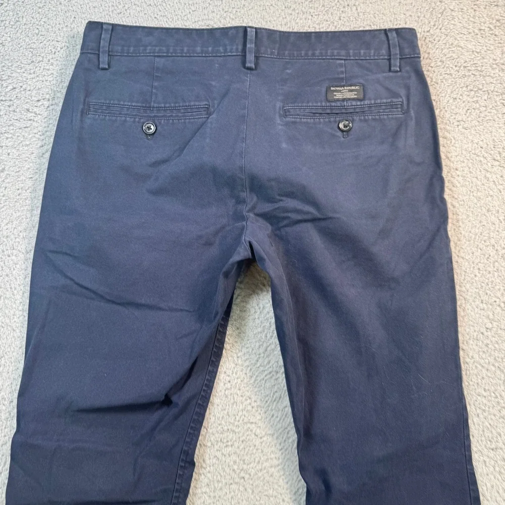 Banana Republic Fulton Chino Pants Mens 32x28 Navy Blue Skinny Fit Stretch